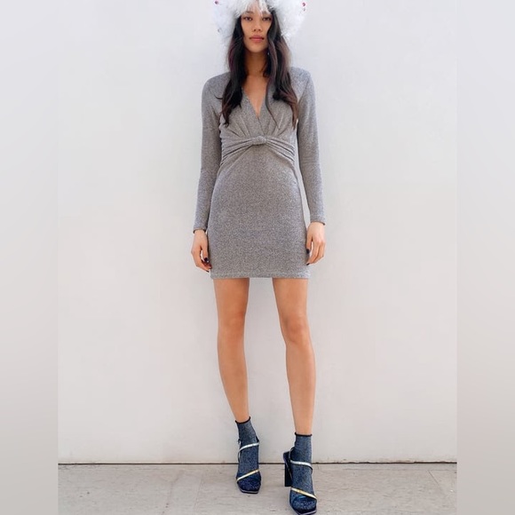 ZARA DRESS WITH METALLIC THREAD BRAND NEW WITH TAGS BLOGGERS FAV SMALL - Picture 6 of 15